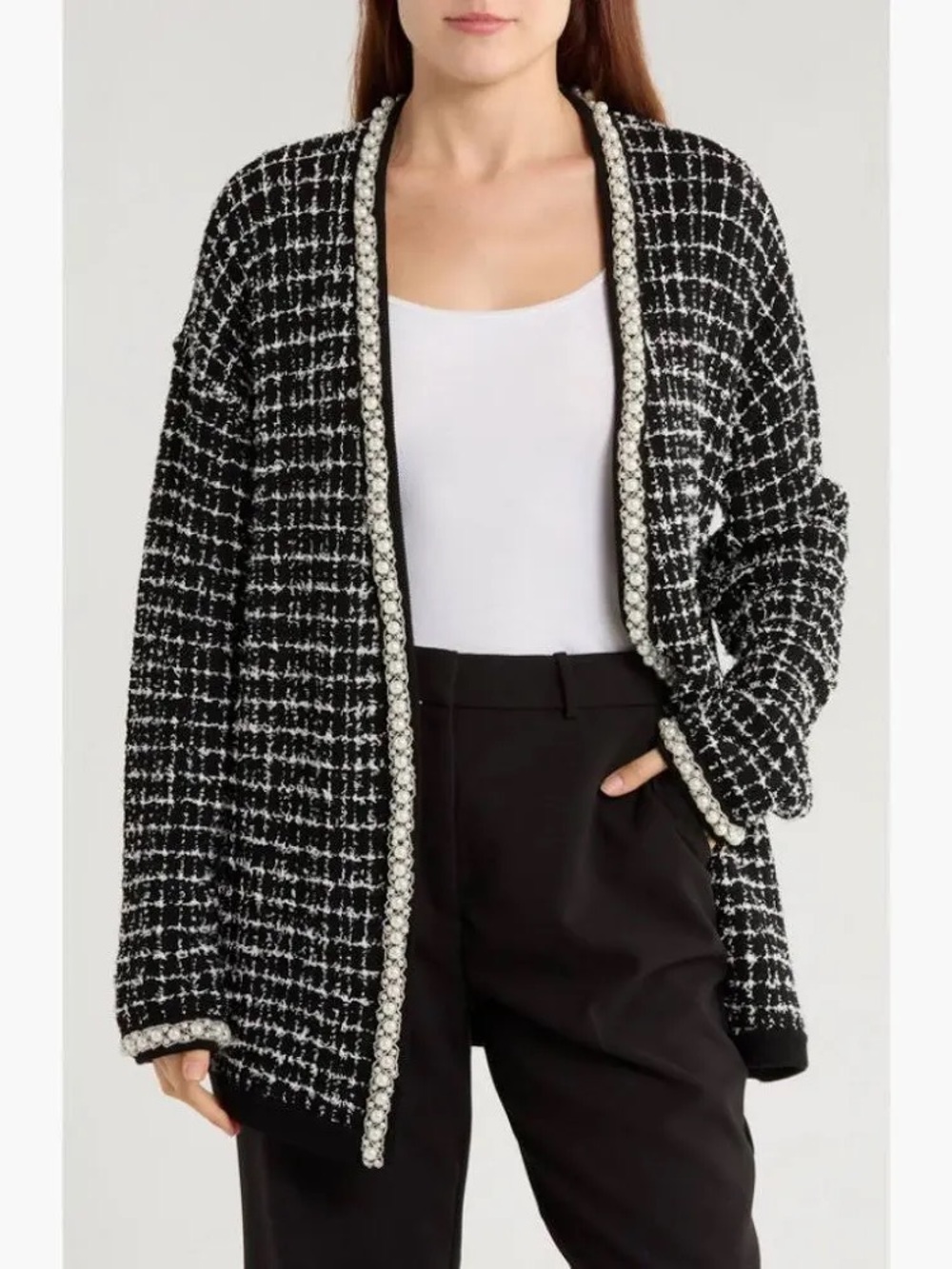 Alice+olivia
BRADFORD CARDIGAN
BLACKISOFT WHITE